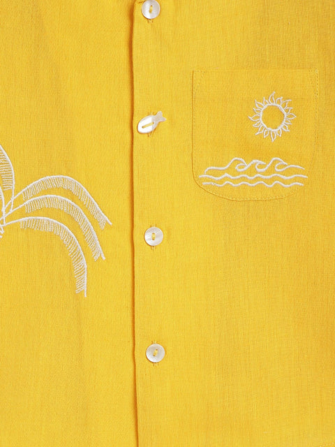 Pre-Order:  Boy Coconut Tree Shirt-Yellow