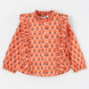 Floral motif all over print with frills at front-Peach