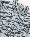 Animal print top with front buttons opening-Blue