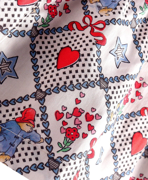 Pre-Order: Red heart and start print full sleeves top tie up at neck-Muli Colour