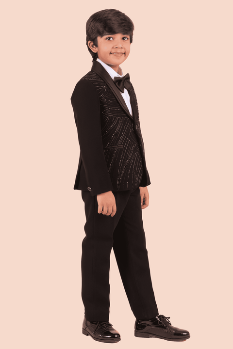 Pre-Order: Black Tuxedo with Hand Embroidery in Self