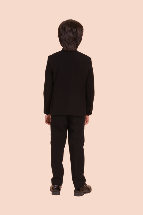Pre-Order: Black Jodhpuri with Hand Embroidery in Self - Black
