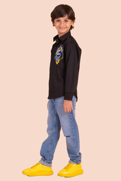 Pre-Order: Black Shirt With Batman Embroidery