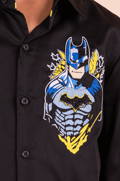 Pre-Order: Black Shirt With Batman Embroidery