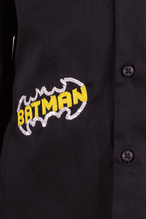 Pre-Order: Black Shirt With Batman Embroidery