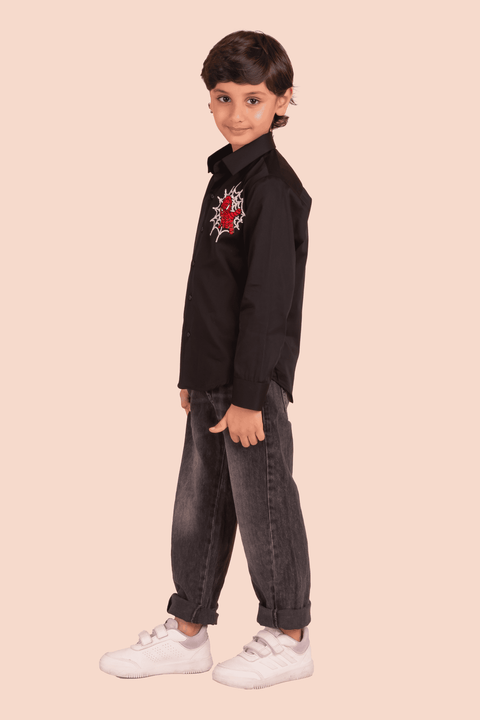 Pre-Order: Shirt with Spider Man Embroidery and Patching on Sleeve