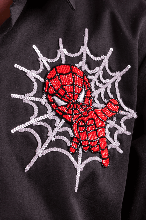 Pre-Order: Shirt with Spider Man Embroidery and Patching on Sleeve