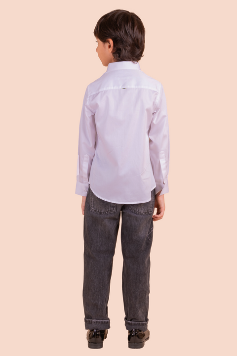 Pre-Order: White Shirt with Black Gorilla Threadwork Embroidery