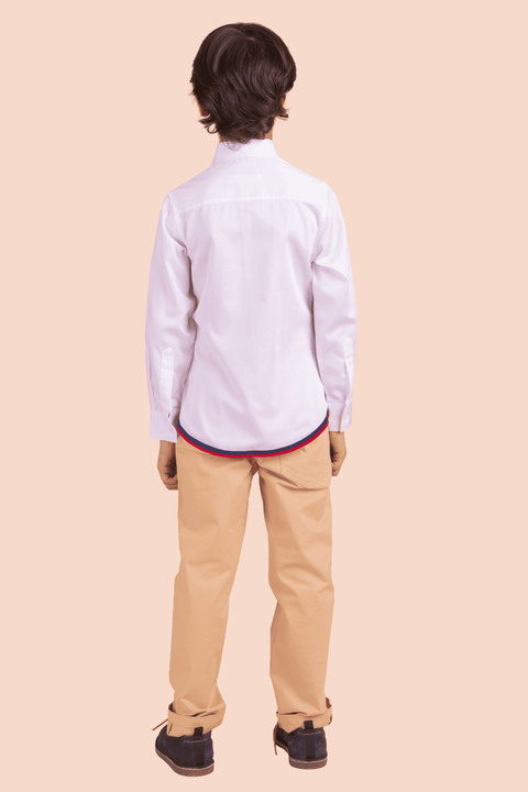 Pre-Order: Shirt with  Colourful  Panelling and Light House Embroidery