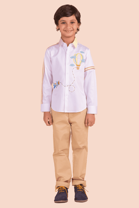 Pre-Order: Shirt with Hot Air Balloon and Aeroplane Embroidery