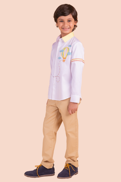 Pre-Order: Shirt with Hot Air Balloon and Aeroplane Embroidery