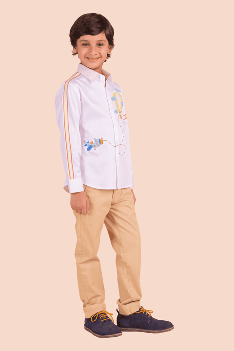 Pre-Order: Shirt with Hot Air Balloon and Aeroplane Embroidery