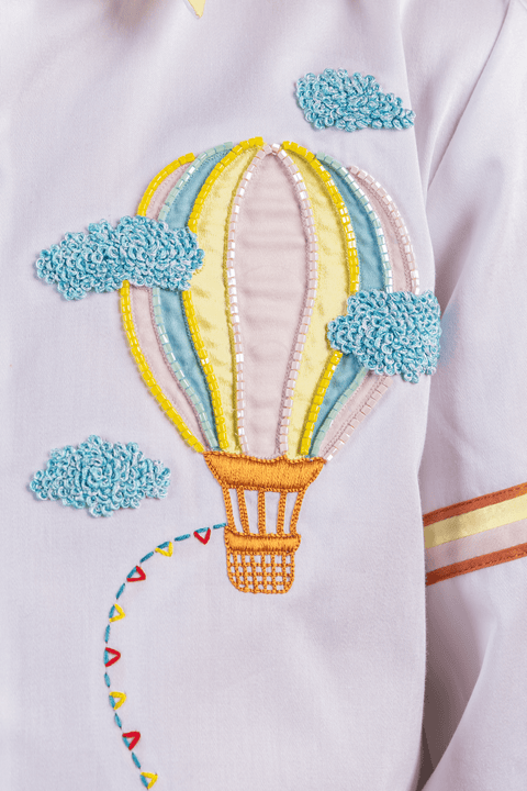 Pre-Order: Shirt with Hot Air Balloon and Aeroplane Embroidery
