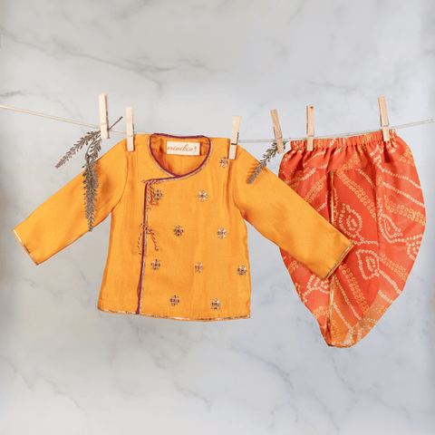 Pre-Order: MUSTARD GOTA ANGARKHA WITH BANDHEJ DHOTI