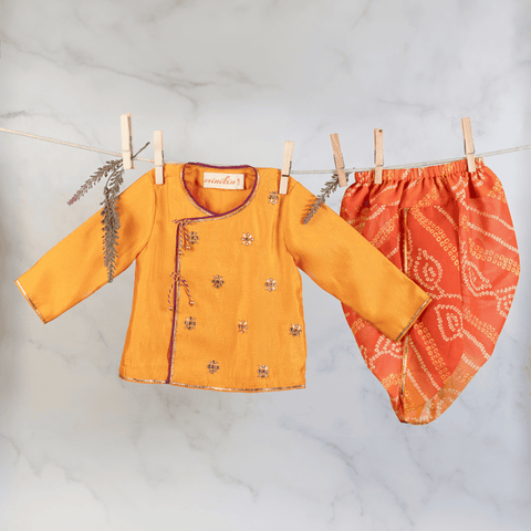 Pre-Order: MUSTARD GOTA ANGARKHA WITH DHOTI