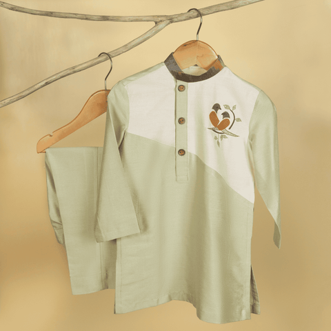 Pre-Order: BIRD PAIR EMBROIDERED KURTA WITH PANTS