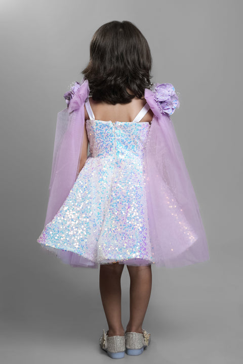 Pre-Order: Mauve Sequin Dress With Shoulder Bow