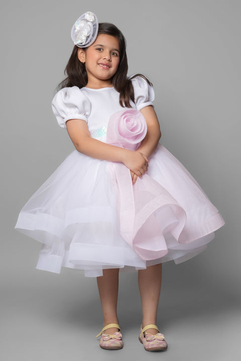 Pre-Order: Pink & White Dress With A Flower