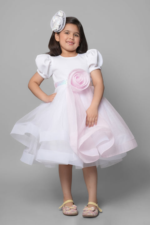 Pre-Order: Pink & White Dress With A Flower