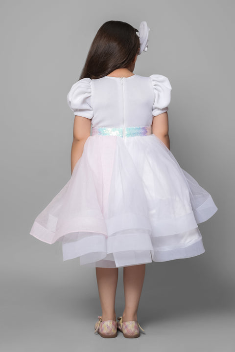 Pre-Order: Pink & White Dress With A Flower