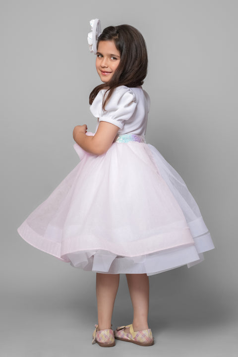 Pre-Order: Pink & White Dress With A Flower