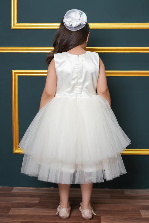 Pre-Order:  Net Flared Dress With Hand Embroidery