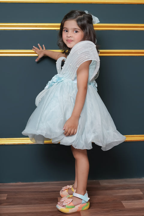 Pre-Order:  Tissue Dress Embellished With Handmade Flowers And Beads