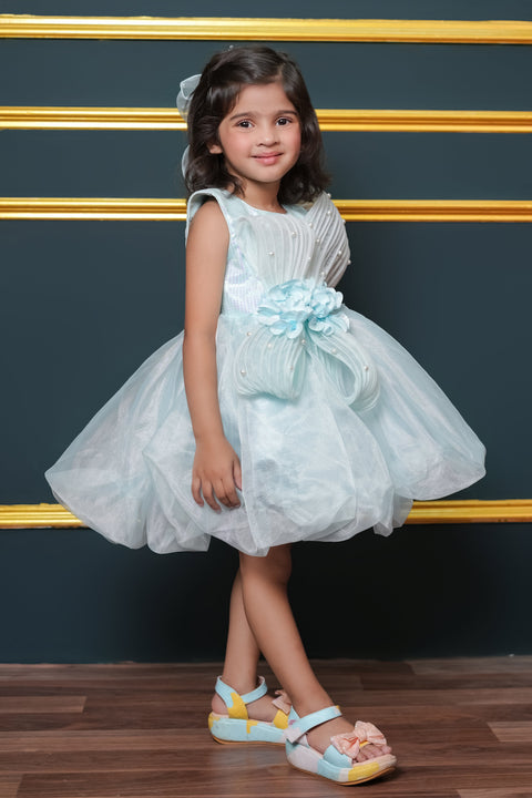 Pre-Order:  Tissue Dress Embellished With Handmade Flowers And Beads