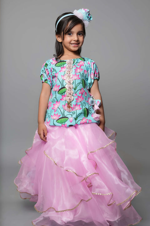 Pre-Order: s Tissue Lehenga With Blended Cotton Top