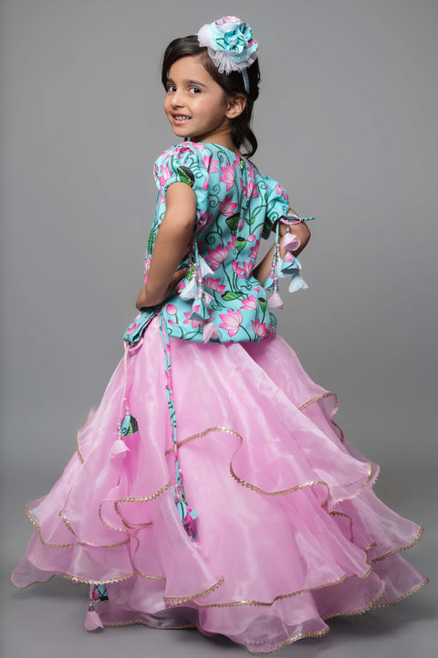 Pre-Order: s Tissue Lehenga With Blended Cotton Top