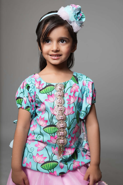 Pre-Order: s Tissue Lehenga With Blended Cotton Top