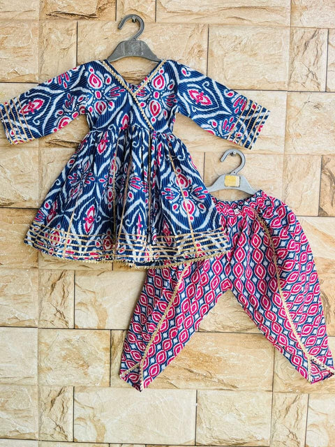 Aatya Kiids Half Sleeves Floral printed Dhoti Set-Navy.