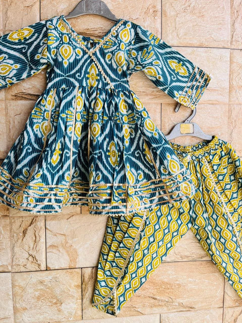 Aatya Kiids Half Sleeves Floral printed Dhoti Set- Green.