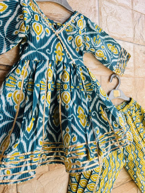 Aatya Kiids Half Sleeves Floral printed Dhoti Set- Green.