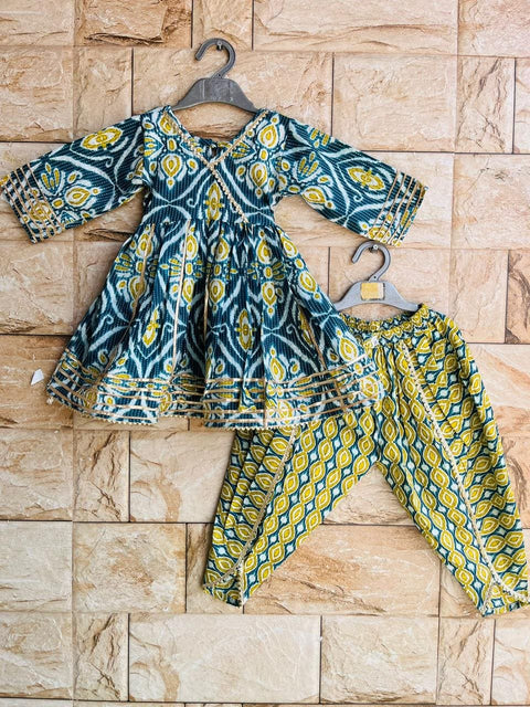 Aatya Kiids Half Sleeves Floral printed Dhoti Set- Green.