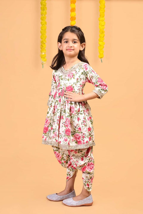 Embellished 3 dori Kurti with sharara - Floral Print