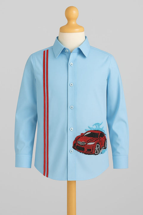Pre-Order: Red Car Shirt (Sky Blue)