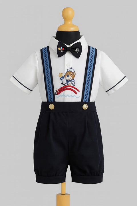 Pre-Order: Sailor Bear Dungaree Set (Navy)