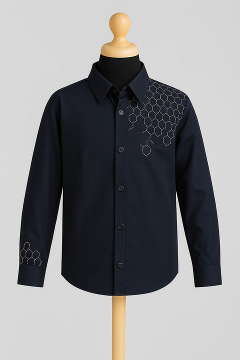 Pre-Order: Hexagon Pattern Shirt (Navy)
