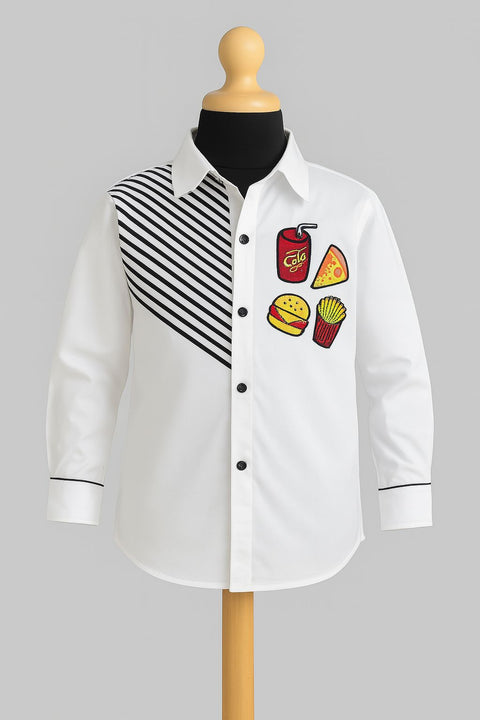 Pre-Order: Stripe Detail Shirt (White)
