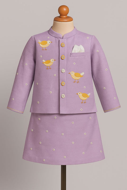 Pre-Order: Cute Duck Embroidery kurta with Nehru Jacket