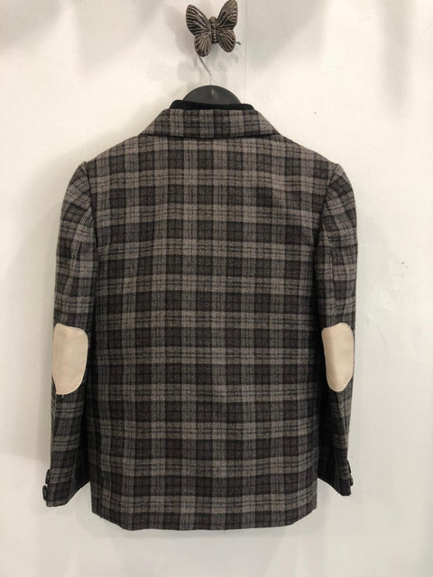 Pre-Order: Classic Checkered Wool Blazer Set - Brown