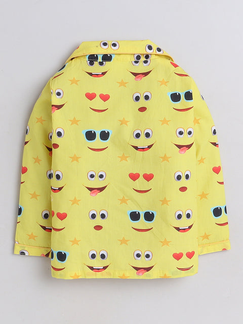 Pre-Order: Yellow Moji Print Night Suit
