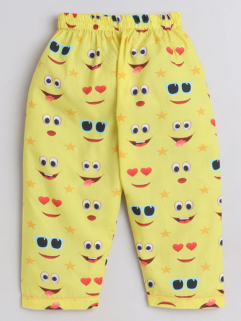 Pre-Order: Yellow Moji Print Night Suit