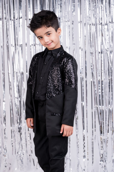 Pre-Order: Spakle Forever Black Sequin Suit Set ( Blazer, Shirt & Pant)