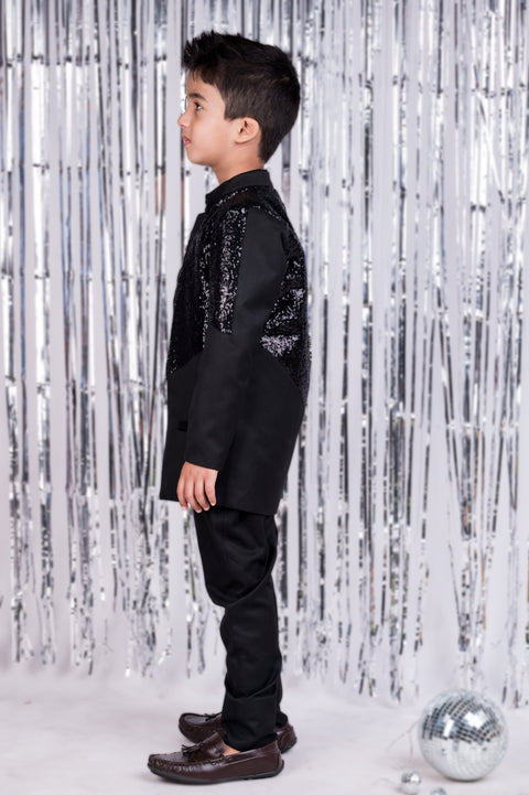 Pre-Order: Spakle Forever Black Sequin Suit Set ( Blazer, Shirt & Pant)