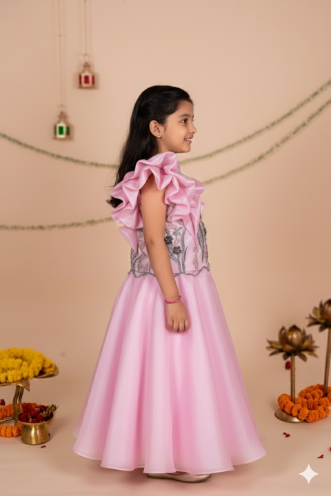 Pre-Order: Blush Blossom Ruffle  Lehenga Set