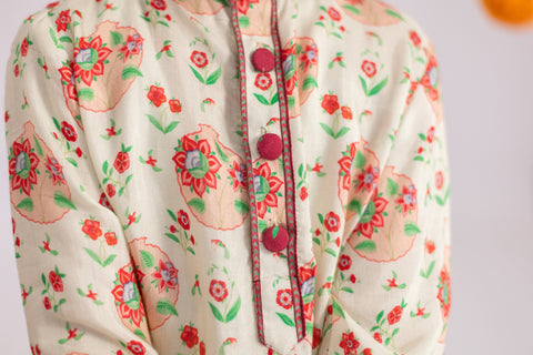 Pre-Order: Off white  anar jaal  printed muslin kurta set-set of 2