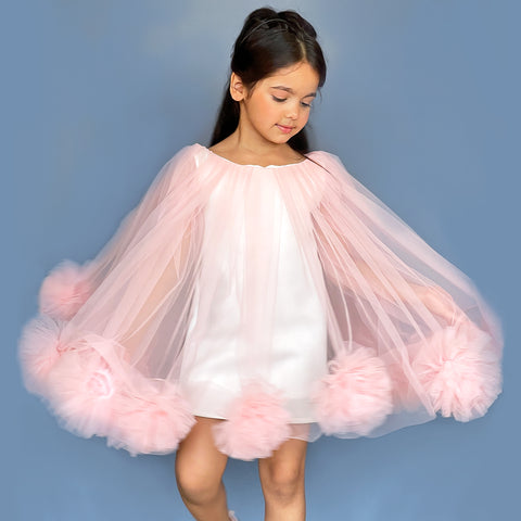 Pre-Order: Peach Pompom Flared Dress