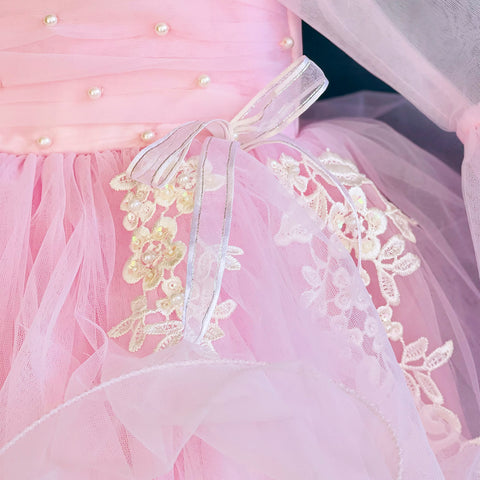 Pre-Order: Pink Pearl Lacy Frilled Dress